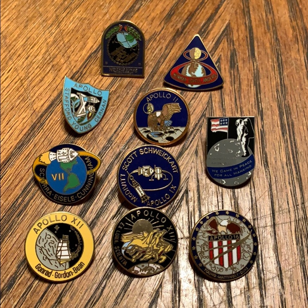 Apollo space mission hat pins.